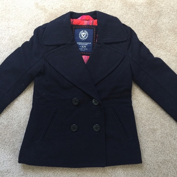 American Eagle navy blue wool jacket xs - Picture 4 of 6